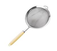 Wizoowip Passoire à mailles 30/40 en acier inoxydable 304, avec poignée ergonomique, filtre fin, cuillère, tamis à farine en fil, passoire en métal, écumoire de cuisine Jaune L