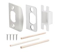 Wizoowip Plaque de gâche de Serrure de Porte de Taille Standard, cale Universelle avec entretoise, Chevilles en Bois, Kit de Restauration de loquet en Acier Inoxydable pour sécuriser 1pc