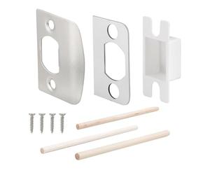 Wizoowip Plaque de gâche de Serrure de Porte de Taille Standard, cale Universelle avec entretoise, Chevilles en Bois, Kit de Restauration de loquet en Acier Inoxydable pour sécuriser 1pc