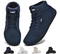 Wizshoe Chaussures Femme Homme Minimaliste Trail Pieds Nus Barefoot Baskets Hautes Décontractées Running Baskets Marche Unisexe Large Orteil Trekking Sneakers Respirant Poids Léger Bleu 39EU