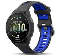 Wizvv Bracelet de rechange en silicone souple pour Garmin Vivoactive 5/3/Venu/Venu 2 Plus/sq/sq 2/Forerunner 55/245/645, 20 mm, Black+Blue, Silicone, Pas de gemme