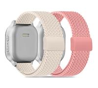 Wizvv Lot de 2 bracelets tressés magnétiques compatibles avec Xplora X6 - Bracelets de sport en nylon doux et réglables - Pour montre connectée Xplora X6 Play/Xplora X6 Pro Kids - Pour filles et