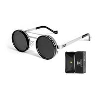 Wizy Sunglasses, Ballee Sunglasses Adjustable Women & Men, Flip up Retro Nd Filter Sunglasse, 1-9 Gears Polarized(Silver)