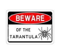 WIZYXQ Plaque en métal - Beware of The Tarentula - Panneau vintage amusant en aluminium - Décoration d'avertissement pour cour, jardin, garage, clôture - 20,3 x 30,5 cm