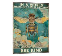 WIZYXQ Plaque en métal rétro en aluminium avec inscription « In A World Where You Can Be Anything Bee Kind » - 30,5 x 20,3 cm