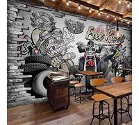 WJbxx Papier Peint Posters Rétro Nostalgique Papier Peint Personnalité Ktv Bar Wifi Papier Peint 3D Moto Voiture Graffiti Restaurant Peinture Murale Grande Peinture Murale 315 * 232Cm