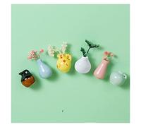 WJCCBJQXW Mini vase en céramique Aimants de réfrigérateur Étiquette Bonsaï Bouton magnétique en pot Simulation Vase de fleurs Message réfrigérateur 3 à 10 pièces (couleur : 6 pièces-01)