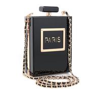 WJCD Sac à main pour femme en acrylique noir en forme de parfum