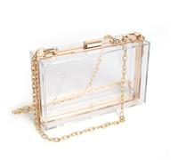 WJCD Sac d'embrayage clair acrylique de bourse de bourse de femmes de sac à main d'épaule avec la courroie de chaîne, doré, Small