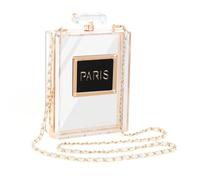 WJCD Women's Acrylic Paris Perfume Shaped Black Bag Purses Clutch Evening Bags Vintage Banquet Handbag
