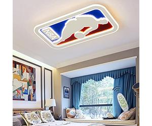 WJCJ Plafonnier LED Lampe De Plafond de basket-ball créatif pour enfants dimmable avec télécommande lustre abat-jour acrylique salon chambre chambre d'enfants éclairage intérieur lumière,Square