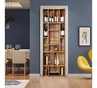 WJDJT Stickers 3D Porte Poster Cave À Vin Creative Bar Art Papier Peint Porte Trompe L'Oeil Pour Salon Chambre Décoration De La Maison Pvc Imperméable Amovibles Stickers Muraux 77X200Cm