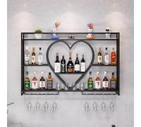 WJDREPKHY Étagère à vin Murale Industrielle, étagère de Rangement pour Verres à Pied, étagère Flottante pour Bar, Cuisine, Maison (Dimensions : 120 x 15 x 80 cm, Couleur : Noir)
