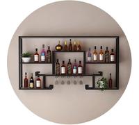 WJDREPKHY Étagère à vin Murale Industrielle Noire, étagère Flottante pour Bar avec Support à Verres à Pied, présentoir à vin Mural, étagère de Rangement pour Bar, café, Cuisine (Dimensions : 100 x 20