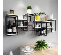 WJDREPKHY Étagères de Bar flottantes en métal, casier à vin Mural avec Porte-Verres, étagère de Rangement pour la Cuisine, la Salle à Manger et Le Bar - Doré et Noir, 85 cm/33
