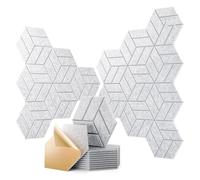 WJDXBNS Lot de 22 panneaux acoustiques autocollants hexagonaux pour la maison, le studio et le bureau, 30,5 x 25,4 cm, gris argenté