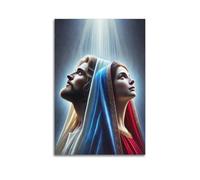WJDYMX Impression sur toile avec image chrétienne de Jésus et de la Vierge Marie regardant la lumière sacrée - Décoration murale moderne pour chambre à coucher - 20 x 30 cm
