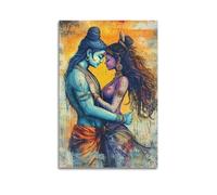 WJDYMX Impression sur toile hindouisme Shiva et Parvati - Décoration murale moderne pour chambre à coucher - 60 x 90 cm