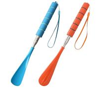 Wjelet Lot de 2 chausse-pieds télescopiques extensibles de 28 à 71 cm, à long manche pour homme et femme, personnes âgées, cuillère à chaussures réglable en métal avec prise en main confortable