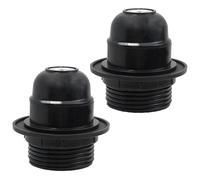 Wjelet Lot de 2 supports de lampe à vis Edison E27, douille E27 en bakélite noire avec anneau d'abat-jour et entrée filetée de 10 mm pour luminaires de table, plafonniers noirs ou suspensions