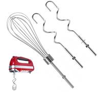 Wjelet Lot de 3 accessoires de batteur à main pour KitchenAid, crochet pétrisseur en acier inoxydable et embout fouet, batte à œufs de rechange et fouet, accessoire de cuisine de qualité supérieure
