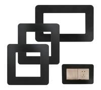 Wjelet Lot de 3 encadrements d'interrupteurs, plaques de contour de prise, cadre décoratif en acrylique et résine, plaque autocollante pour décoration murale de maison et de bureau (noir)