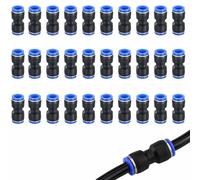 Wjelet Lot de 40 connecteurs pneumatiques de 4 mm, fixation rapide, Push In - En plastique PE, raccords pneumatiques pour conduites d'air et d'eau dans l'atelier et la maison