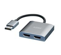 WJESOG Répartiteur DisplayPort vers Double HDMI, Double Résolution 4K@60Hz, hub DP vers 2 HDMI, Transport Multi-Flux pour Systèmes Windows et Mac
