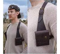 WJFMZS Sangle pour homme cachée sous les bras sac à bandoulière Western Cowboy rétro extérieur réglable en cuir PU Double pochette à bandoulière sac sous les aisselles étui étui Steampunk étui antivol