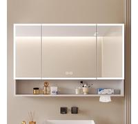 WJFTODAY Armoire de Toilette avec Miroir éclairé par LED, Design Mural Fin en Aluminium, mmande Tactile, Gradation Continue, Passe-Papier, Solution de Rangement Moderne pour salles de Bain élégantes.