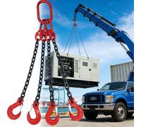WJFTODAY Chaînes de Levage, chaînes de Levage Robustes avec Crochets - Élingue à 4 brins t d'équipements Lourds, capacité de 5 tonnes, 4 m (13,1 pi) - Durable, Haute résistance, qualité Industrielle.