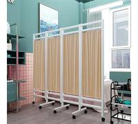 WJFTODAY Cloison de séparation de pièce Mobile à 4 Panneaux pour Salle d'hôpital/Salon deauté/musée de la santé avec roulettes, Cadre en Fer Pliable, Tissu en Nylon et Soie Bleu Rose café Blanc Jaune