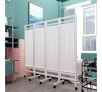 WJFTODAY Cloison de séparation de pièce Mobile à 4 Panneaux pour Salle d'hôpital/Salon deauté/musée de la santé avec roulettes, Cadre en Fer Pliable, Tissu en Nylon et Soie Bleu Rose café Blanc Jaune