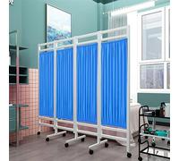 WJFTODAY Cloison de séparation de pièce Mobile à 4 Panneaux pour Salle d'hôpital/Salon deauté/musée de la santé avec roulettes, Cadre en Fer Pliable, Tissu en Nylon et Soie Bleu Rose café Blanc Jaune