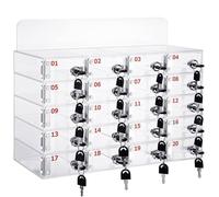 WJFTODAY Coffret de Rangement pour téléphones Portables 20/25/30/40/50/60/80/100 emplacemres et clés, Fixation Murale, idéal pour Bureau, Salle de Classe, Salle de Sport, Transparent, 20 emplacements