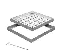 WJFTODAY Couvercle de Drain en Acier Inoxydable, Couvercle d'accès aux égouts carré de 50 cm (19,7 po), Couvercle de Fosse septique Invisible, Grille de Nettoyage encastrée pour allée et Cour (50 cm)