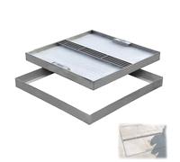 WJFTODAY Couvercle de Regard Invisible avec Cadre, Couvercle de Drain en Acier inoxydableercle d'inspection métallique pour Fosse septique avec poignées (50 x 50 x 5 cm) - étanche, Facile à Installer