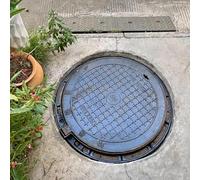 WJFTODAY Couvercle et Cadre de Regard de Visite Rond en Fonte 40/50/60/70/80/90 cm, couve0/80/90 cm, Couvercle d'inspection Robuste pour allée et Cour, capacité de Charge de 10 tonnes (40 cm/15,7 po)