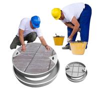 WJFTODAY Couvercle et Cadre d'inspection Ronds pour Fosse septique de 40 cm, Couvercle d'de 40 cm, Couvercle d'accès enterré pour Jardin, Piscine, allée - Couvercle Robuste pour eaux usées (1 Paquet)