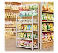 WJFTODAY Étagère à Snacks, étagère Commerciale pour supermarché (3/4/5 étagères), présentarmacie (pour Snacks, Boissons, Jouets, Fruits), étagère de Rangement pour épices et épices (Couleur : Blanc).