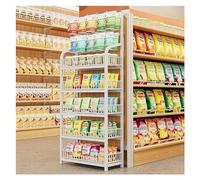 WJFTODAY Étagère de présentation pour Commerce de détail, étagère de supermarché à 4 ou 5ésentoirs en Acier pour Produits/Bonbons/Chips, conteneurs de Rangement pour Fruits et légumes avec Crochets (