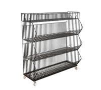 WJFTODAY Étagères à légumes pour supermarché, étagère métallique en Acier, présentoir à sen Fil métallique pour Caisse, Rayon, Cuisine, supérette, Bureau, Boulangerie, Panier de Rangement à 4 Niveaux