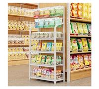 WJFTODAY Étagères à légumes pour supermarché, présentoir à Snacks à 4 ou 5 Niveaux, prése, présentoirs en Acier pour Produits/Bonbons/Chips, conteneurs de Rangement pour Fruits et légumes de Cuisine.