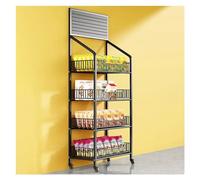 WJFTODAY Étagères à légumes pour supermarché, présentoir à Snacks, étagère de présentatioe à 4 Niveaux pour Garde-Manger, fête, supermarché, Chariot de Rangement Robuste en Fil métallique pour Fruits