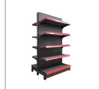 WJFTODAY Gondole de Vente au détail Noire, présentoir Mural à 5 étagères - Étagères de suupermarché à Un Seul côté pour épiceries, dépanneurs, magasins d'alcool et Fournitures de Bureau (90x80x135cm)