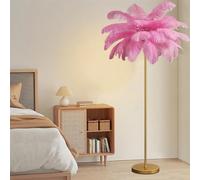 WJFTODAY Lampadaire, lampadaire en Plumes d'autrucheLampadaire avec 48 Plumes d'autruche urelles, lampadaire avec 3 lumières LED réglables en Couleur, avec Interrupteur à Pied, pour Chambres et Salon
