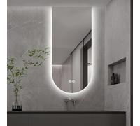 WJFTODAY Miroir de Salle de Bain LED à luminosité réglable, Miroir de Maquillage HD antibe Maquillage HD antibuée, Miroir Mural décoratif en Arc, 50 x 100 cm (20 x 40 Pouces) pour intérieurs Modernes