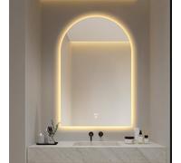WJFTODAY Miroir de Salle de Bain LED avec Interrupteur Tactile, Forme d'arc de 90 cm, inteurs, Miroir de courtoisie antibuée de 100 cm, Miroir Mural Moderne pour la décoration intérieure (60 x 90 cm)