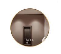 WJFTODAY Miroir de Salle de Bain LED, Miroir de Maquillage Mural Rond éclairé de 50 cm AV de 50 cm avec capteur Tactile, antibuée, 3 Modes d'éclairage, intensité Variable, Finition dorée (50 x 50 cm)