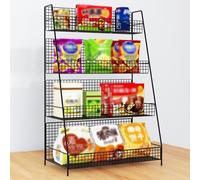 WJFTODAY Organisateur de comptoir pour collations, paniers de Rangement/présentoir à Plus détail, étagère légère pour Bonbons, sachets de thé et Condiments (Couleur : Noir, Taille : 4 Niveaux, Moyen)